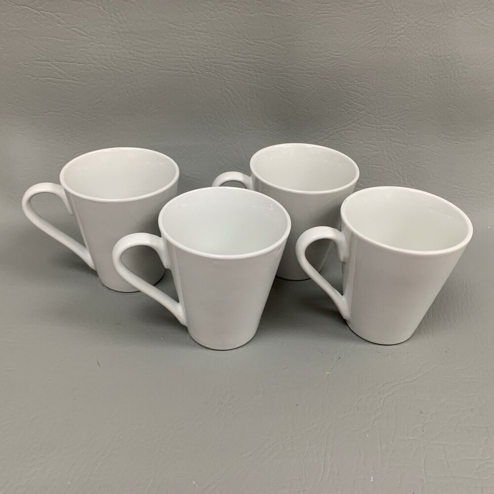 White‎ Dinnerware Coffee Cups Mugs 3 7/8 High Microwave Dishwasher Safe Lot of 4